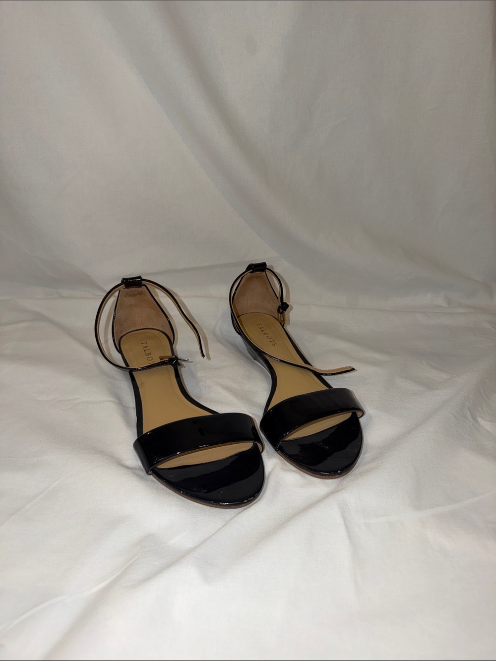 Talbots Black Patent Ankle-Strap Sandals